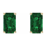 14K Yellow Lab-Grown Emerald Earrings