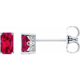 14K White Lab-Grown Ruby Earrings