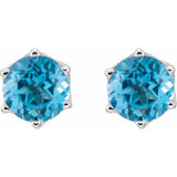 14K White Natural Swiss Blue Topaz Earrings