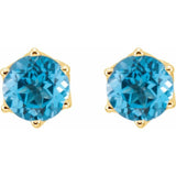 14K Yellow Natural Swiss Blue Topaz Earrings