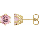 14K Yellow Natural Pink Morganite Earrings