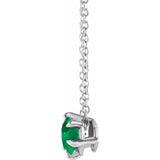 Sterling Silver 4 mm Lab-Grown Emerald Solitaire 16-18