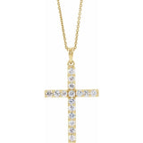 14K Yellow 1/8 CTW Natural Diamond Cross 18