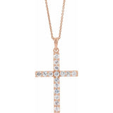 14K Rose 1/8 CTW Natural Diamond Cross 18