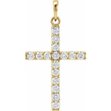 14K Yellow 1/10 CTW Natural Diamond Cross Pendant