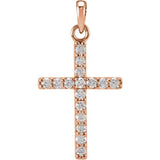 14K Rose 1/10 CTW Natural Diamond Cross Pendant