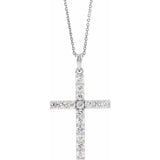 14K White 1/10 CTW Natural Diamond Cross 18" Necklace