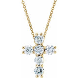 14K Yellow 9/10 CTW Lab-Grown Diamond Cross 18" Necklace