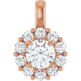 14K Rose 1 CTW Lab-Grown Diamond Halo-Style Pendant