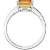 14K White Natural Citrine Ring