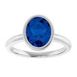 Platinum Lab-Grown Blue Sapphire Ring