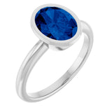 Sterling Silver Lab-Grown Blue Sapphire Ring