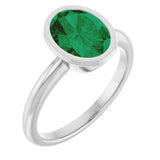 Platinum Lab-Grown Emerald Ring