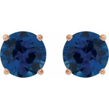 14K Rose 8 mm Lab-Grown Blue Sapphire Stud Earrings