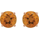 14K Rose 8 mm Natural Citrine Stud Earrings