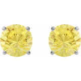 14K White 8 mm Lab-Grown Yellow Sapphire Stud Earrings