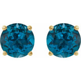 14K Yellow 8 mm Natural London Blue Topaz Stud Earrings