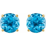 14K Yellow 8 mm Natural Swiss Blue Topaz Stud Earrings