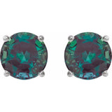 Platinum 8 mm Lab-Grown Alexandrite Stud Earrings