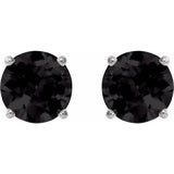 Platinum 8 mm Natural Black Onyx Stud Earrings