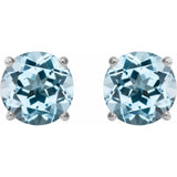 Platinum 8 mm Natural Sky Blue Topaz Stud Earrings