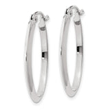 14k White Gold Polished Oval Tube Hoop Earrings