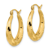 14k Polished Diamond-cut Hoop Earrings