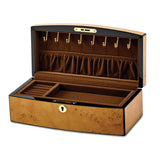 Luxury Giftware by Jere High Gloss Finish Burlwood Veneer with Lift Tray Locking Wooden Jewelry Box