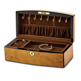 Luxury Giftware by Jere High Gloss Finish Burlwood Veneer with Lift Tray Locking Wooden Jewelry Box