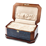 Luxury Giftware Sapeli and Blue Cats Eye Veneer High Gloss Locking Memorial Keepsake Box