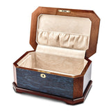 Luxury Giftware Sapeli and Blue Cats Eye Veneer High Gloss Locking Memorial Keepsake Box