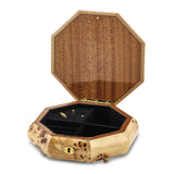 Luxury Giftware Walnut Burl Veneer with Scrolled Inlay Octagonal Locking Wooden (Plays Waltz of the Flowers) Music Box with Velveteen Lining