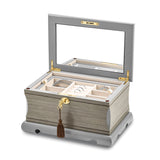 Luxury Giftware by Jere Grey Veneer and Painted Finish Locking Wooden Jewelry Box