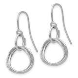 14K White Gold Small Twisted Circle Shepherd Hook Earrings